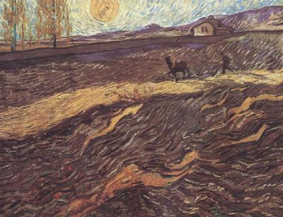 Vincent Van Gogh Enclosed Field with Ploughman (nn04) oil painting picture